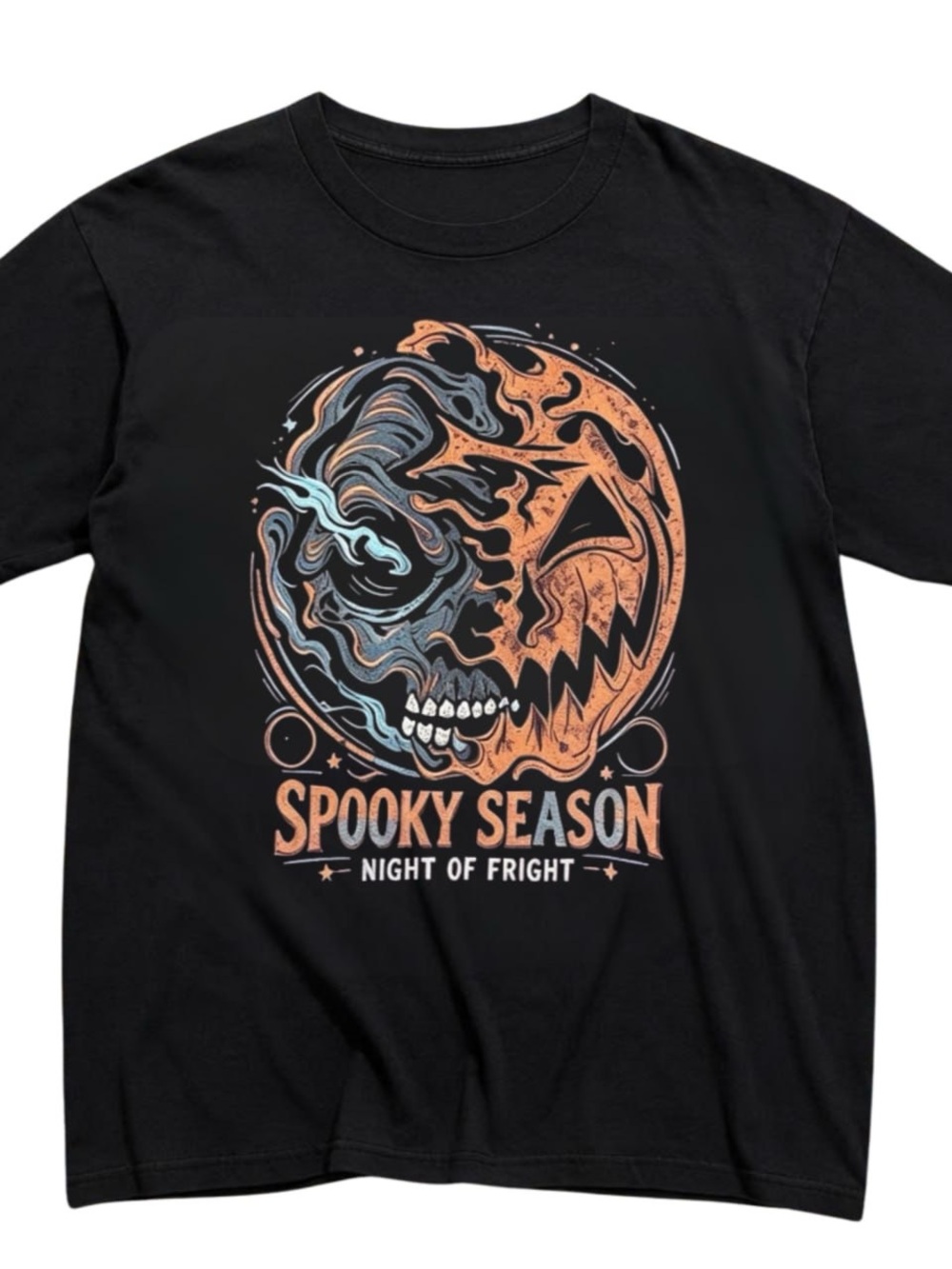 Gildan Black Short Sleeve Tee with Halloween Skull Graphic